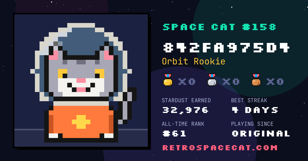 Space Cat card for 842fa975d4: Space Cat #158