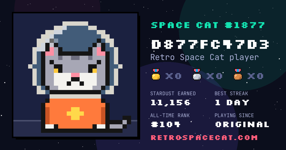 Space Cat card for d877fc47d3: Space Cat #1877