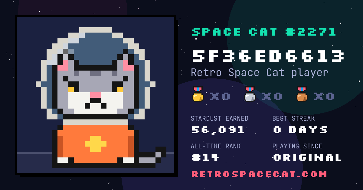 Space Cat card for 5f36ed6613: Space Cat #2271