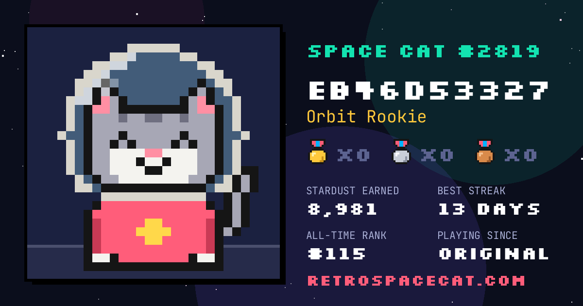 Space Cat card for eb46d53327: Space Cat #2819