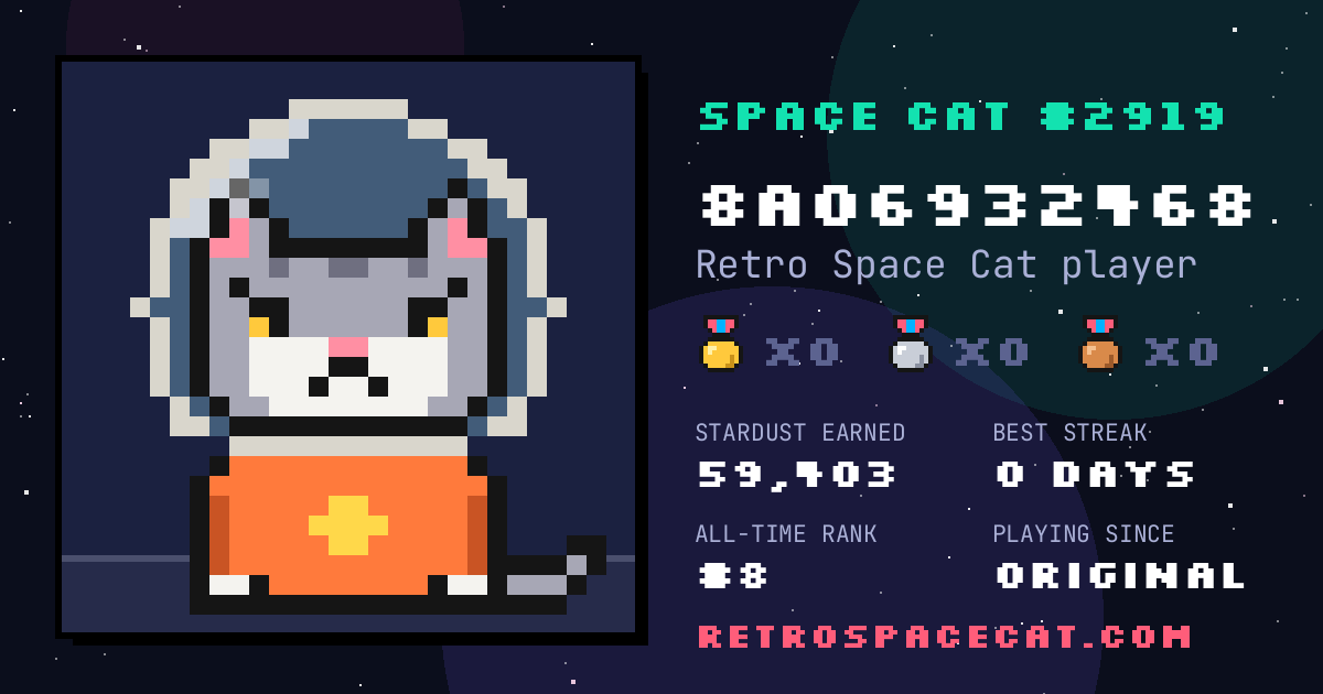 Space Cat card for 8a06932468: Space Cat #2919