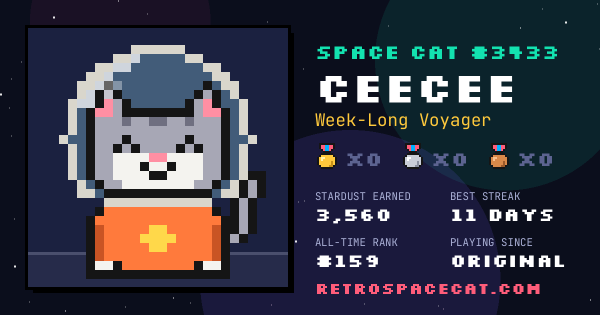 Space Cat card for CeeCee: Space Cat #3433