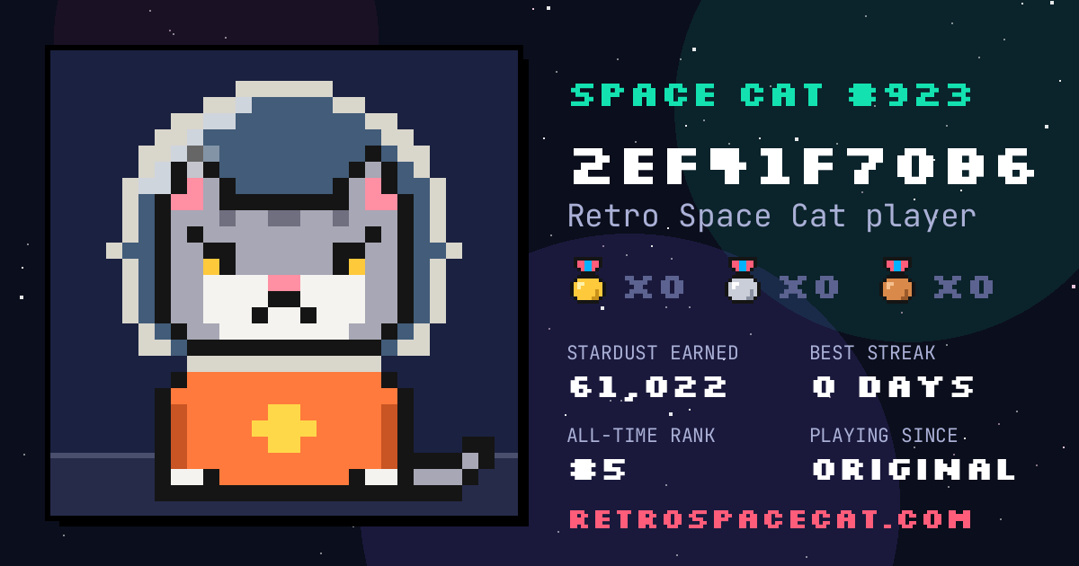 Space Cat card for 2ef41f70b6: Space Cat #923